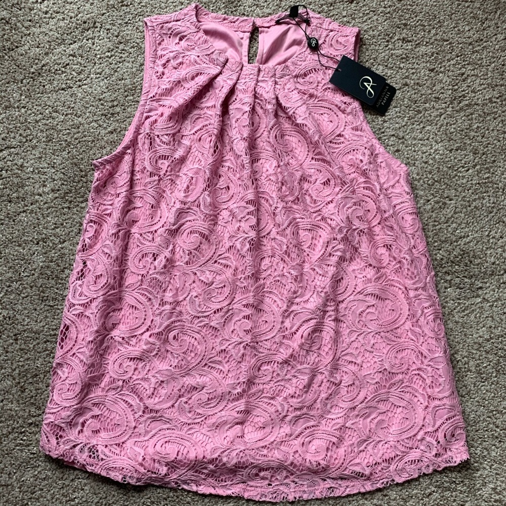 Adrianna Papell lace sleeveless knit top, size M